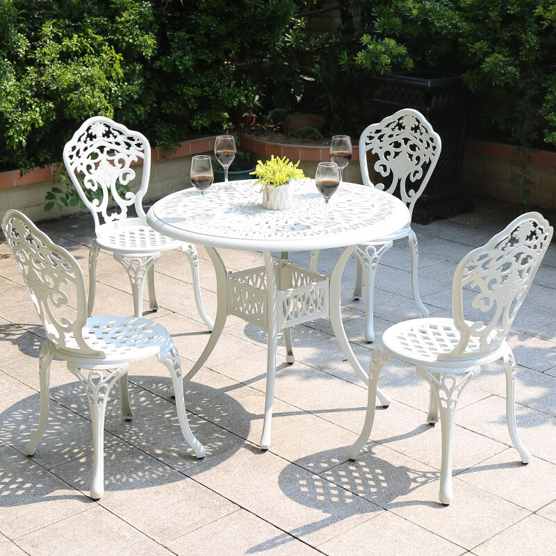 Maike Courtyard Table and Chair Outdoor Dining Tables and Chairs Metal