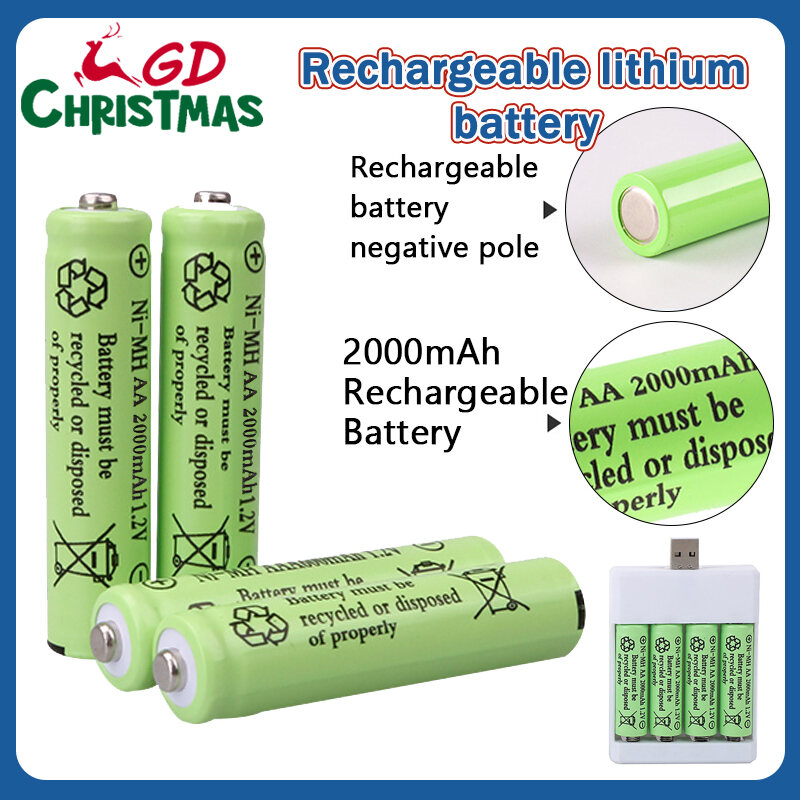 High-Capacity 2000mAh AA Rechargeable Ni-Cd/Ni-MH Batteries with Charger