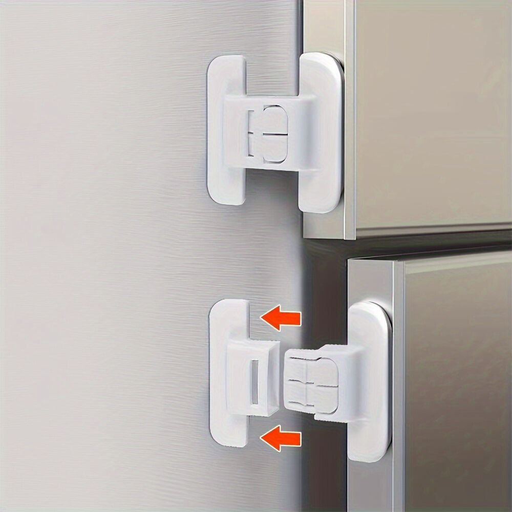 4pcs refrigerator door safety buckle universal refrigerator drawer lock without holes double buckle design to prevent opening