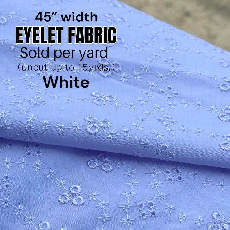 Eyelet Cotton Fabric 45" White