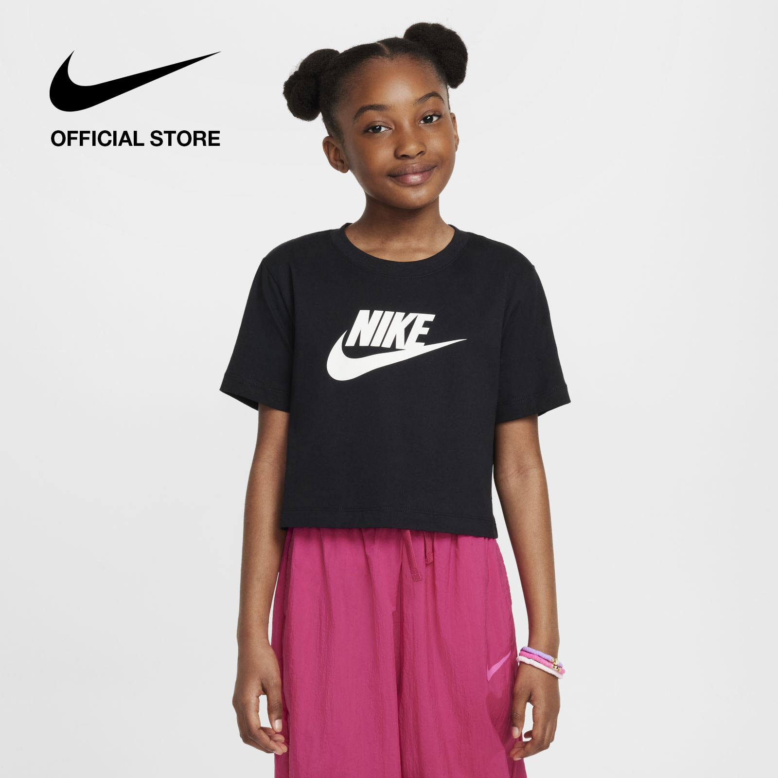 Áo Thun Tay Ngắn Nike Kids' Sportswear Big Kids' (Girls') Cropped T-Shirt - Black