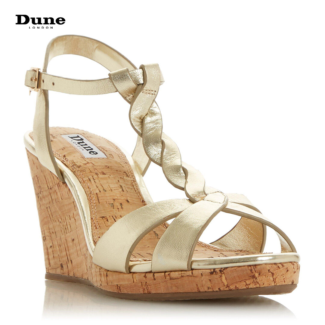Cork Wedge Dune Koala Wedge Heel Sandals Tan DUNE Wide Fit Leather