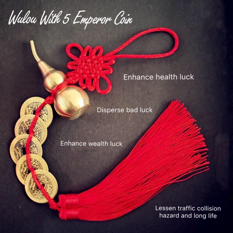 Portachiavi Feng Shui In Legno Di Pesco Wu Lou Hulu Con Braccialetto Rosso Portafortuna – M1076