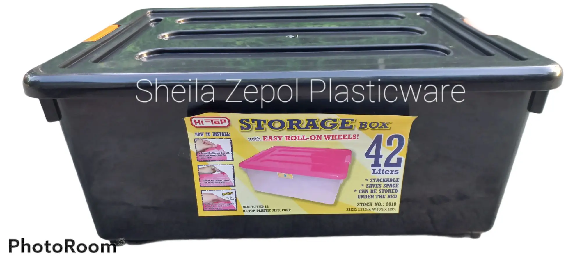 42L Hi-Top Plastic Storage Box Black Edition