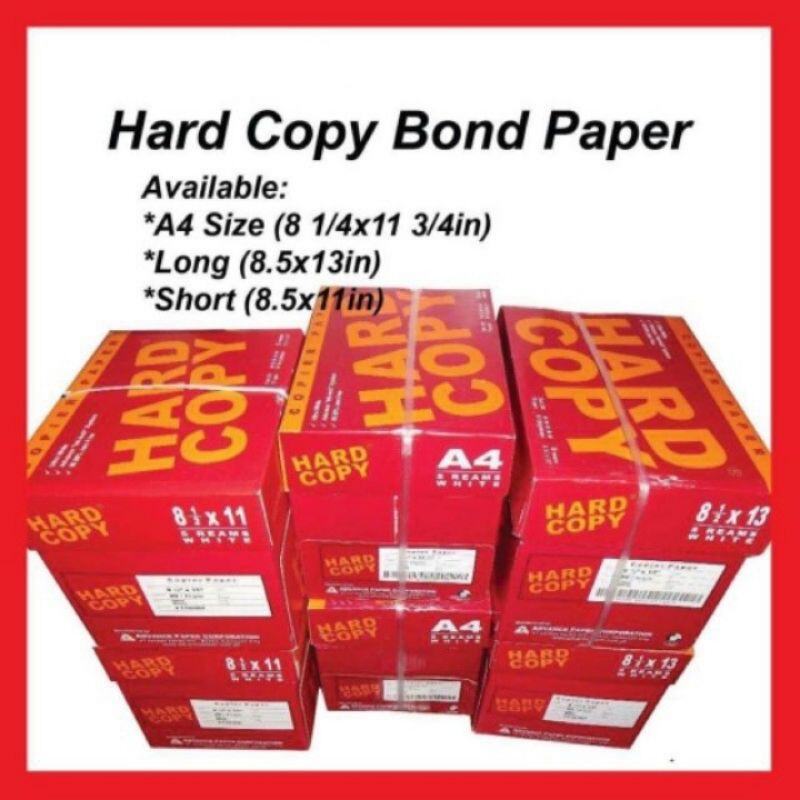 Hard Copy Bond Paper Short A4 Long Per Box Lazada PH