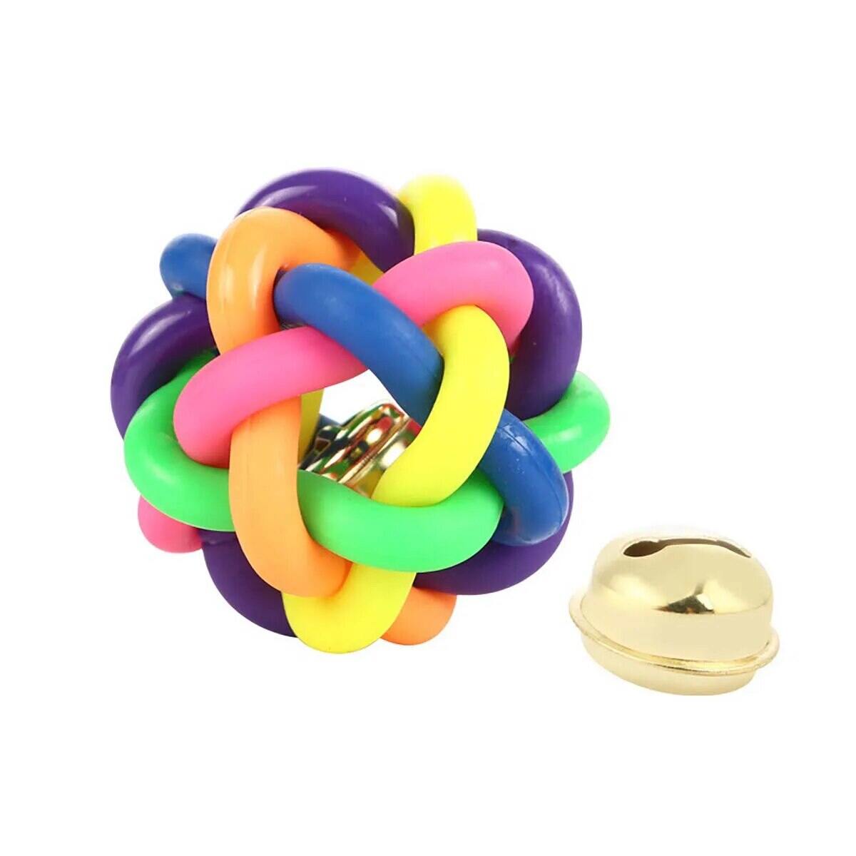 2 PCs PVC Material Colorful Bell Toy Ball Pet Cat Dog Interactive Toy. 