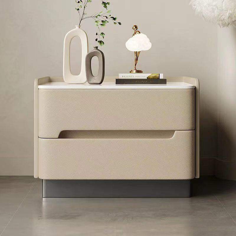 Modern Minimalist Italian Style Wooden Bedside Cabinet Full Solid Wood Rock Panel Bedroom Home Use Luxury Storage Gift Presyo  2,613 Piso*Libreng Shipping