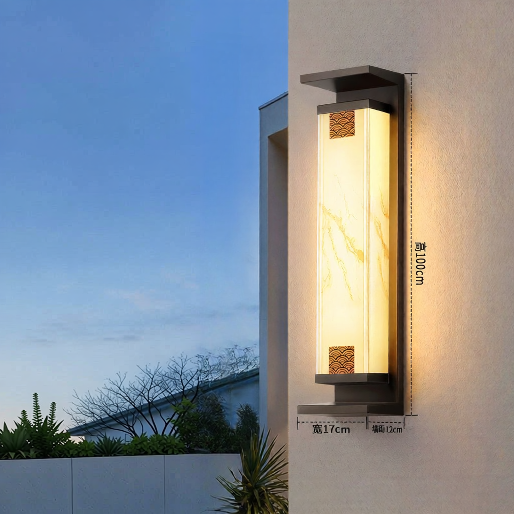 HONGDILAI | Waterproof New Chinese Style Artificial Marble Texture Outdoor Wall Light