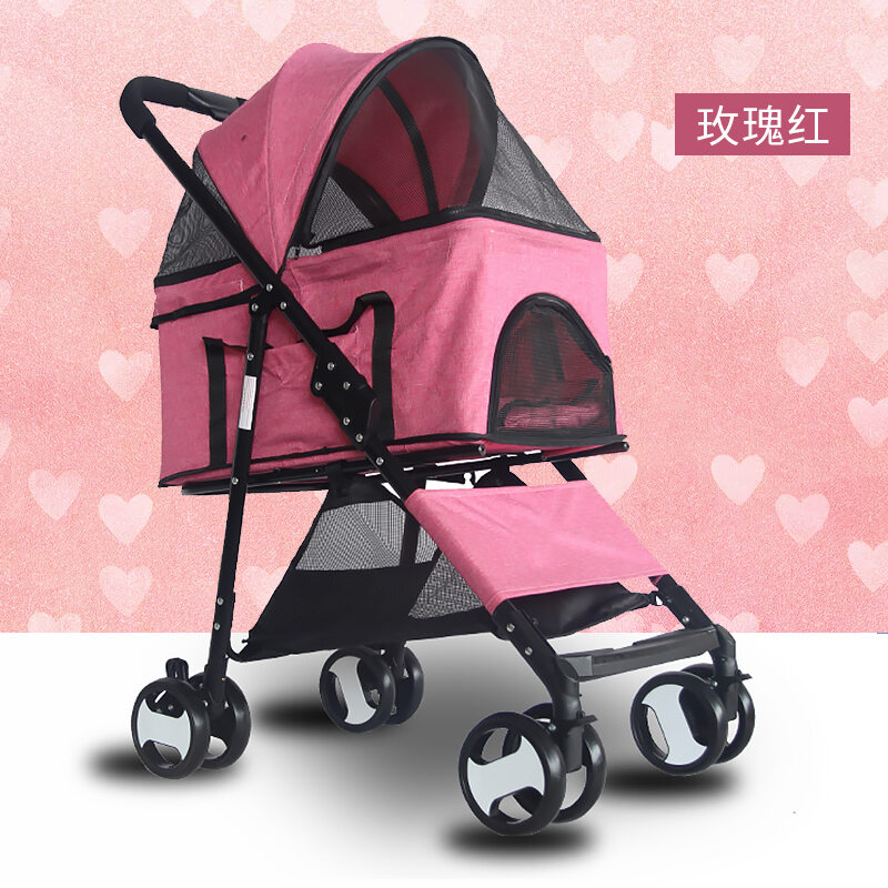 Pet Stroller Portable Foldable Detachable Dog Trolley Walking Cat Small
