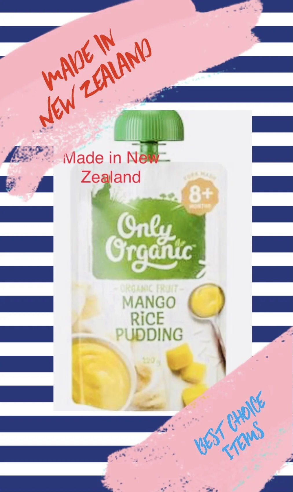 Only Organic Mango Rice Pudding Baby Food Pouch 8+ Months