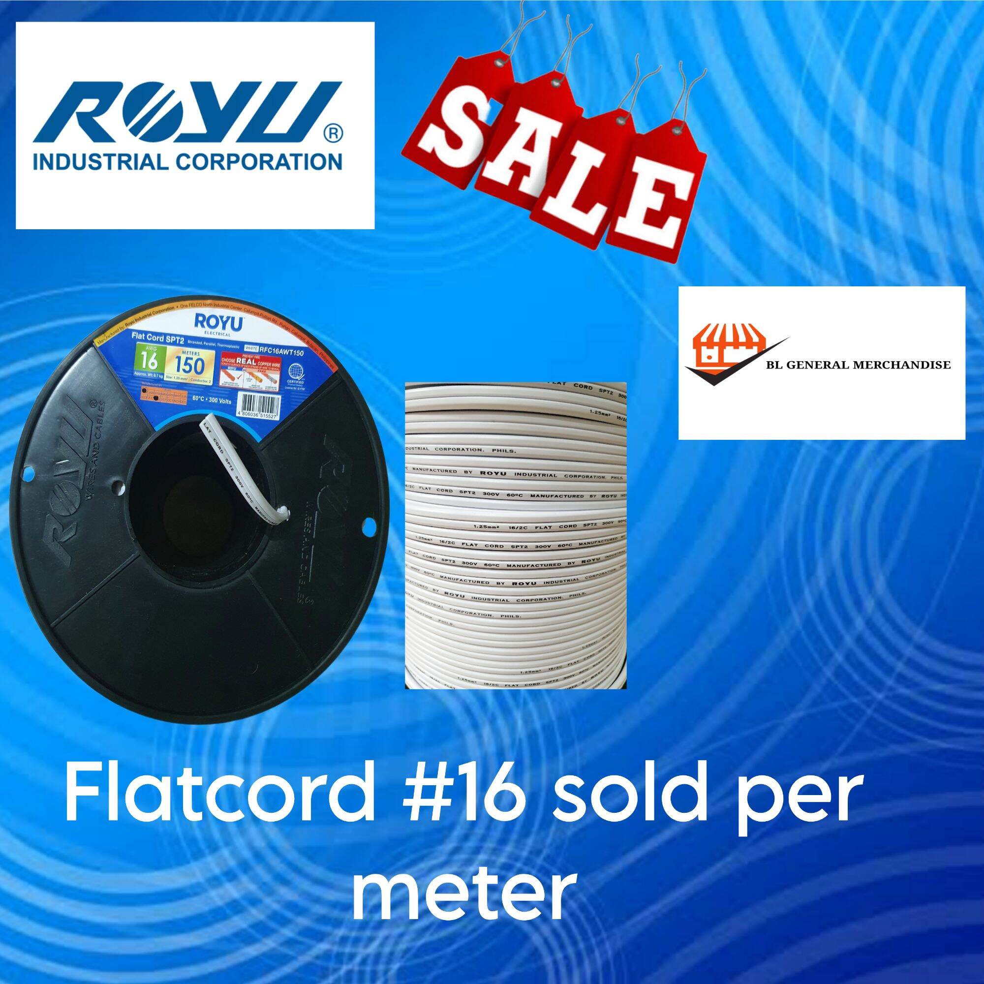 ROYU FLAT CORD WIRE #16 150M/BOX - One-Stop Shop Home Improvement Store  Philippines