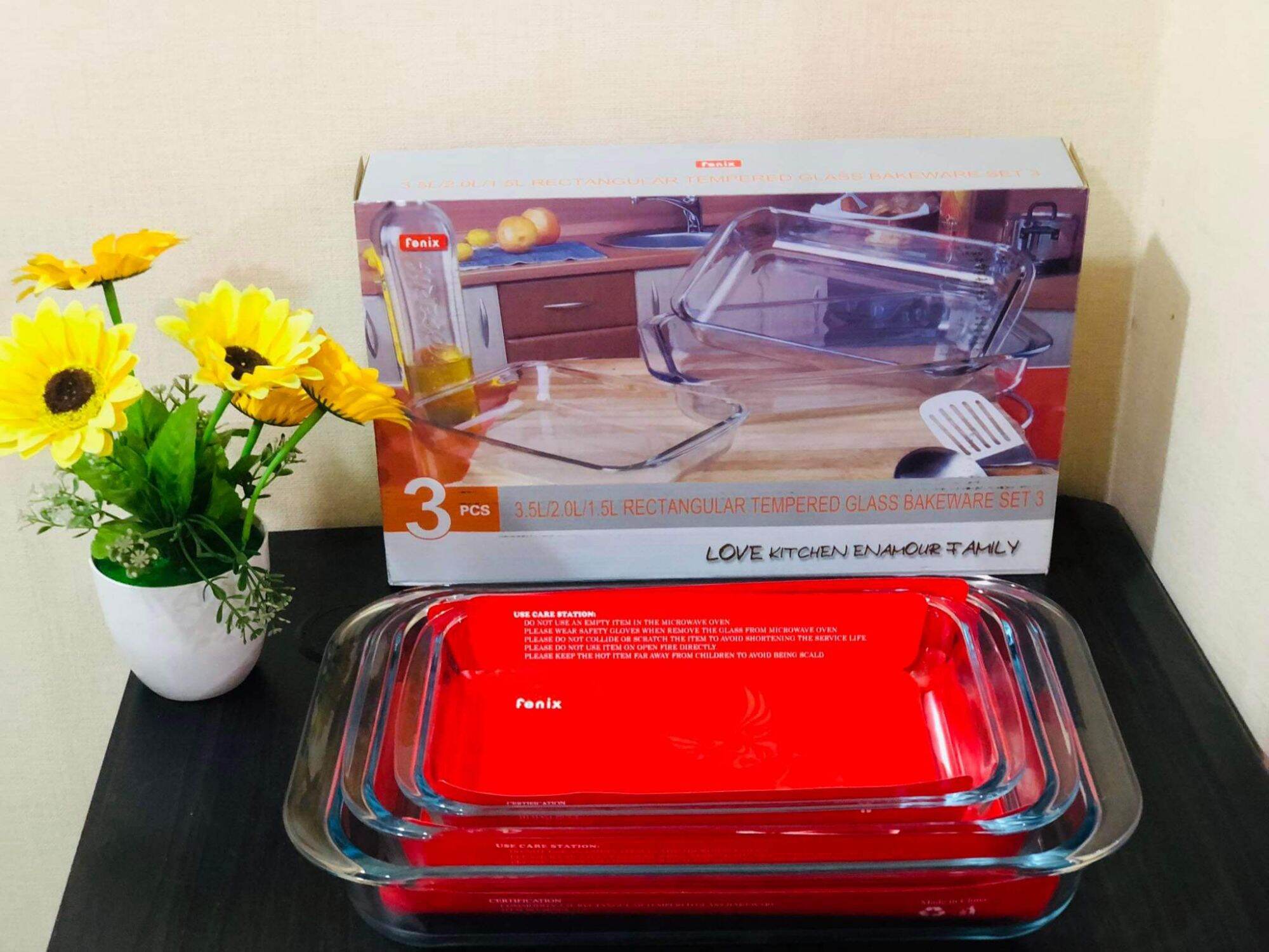 3 piece glass baking tray set PL485 Lazada PH