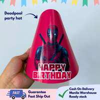 Partify 10pcs Deadpool Kids Glossy Party Hat Set Colorful Birthday Hats for Boys & Girls Party Supplier Celebration Decoration Add-On happy birthday party