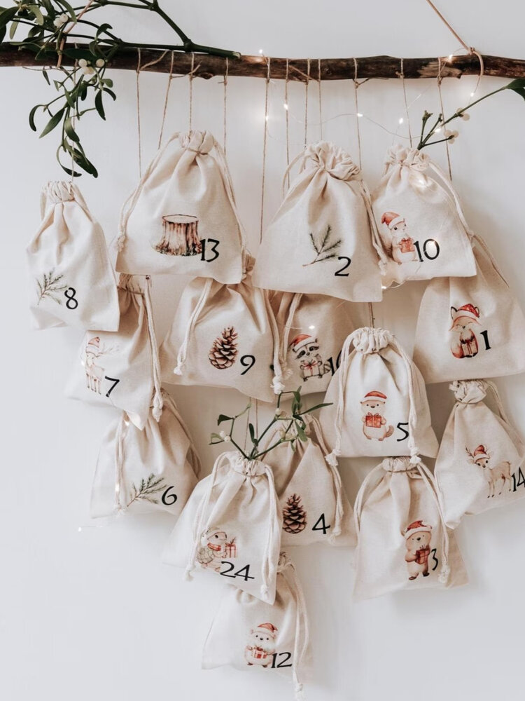 Christmas Decorative Cotton Bag Set 24pcs Advent Calendar Bags Festive Holiday Gifts Decoration Presyo 1,753 Piso*Libreng Shipping