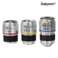 Datyson 4X 10X 40X aluminum alloy RMS threaded achromatic microscope objective lens set