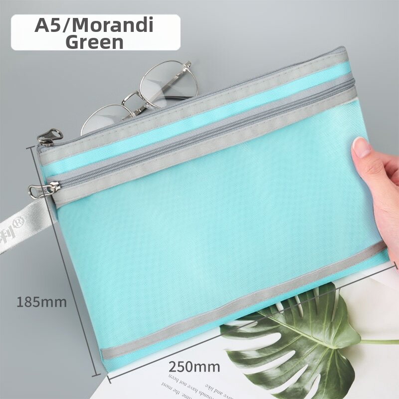 JIELI | Large Capacity Transparent Zippered Fresh Multifunctional Waterproof Stationery Organizer A5