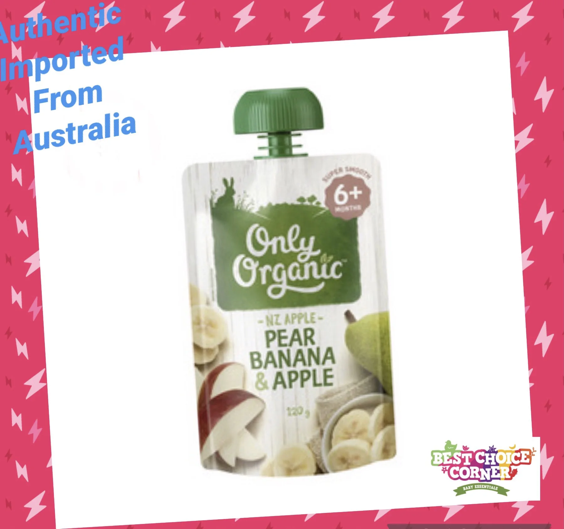 Only Organic Pear Banana & Apple 6+ Months 120g