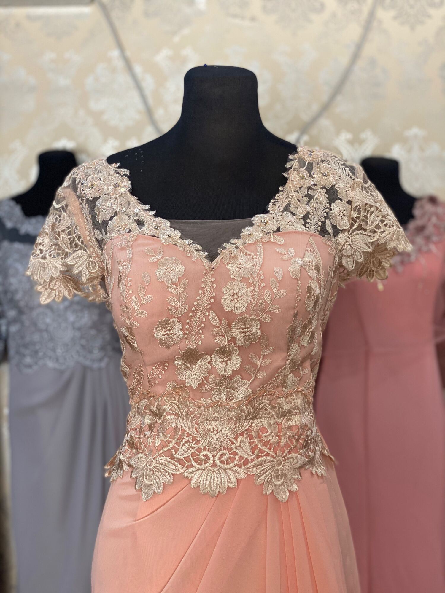 Mini sleeves Peach Mother of the Bride Gown / Principal Sponsor Lazada PH