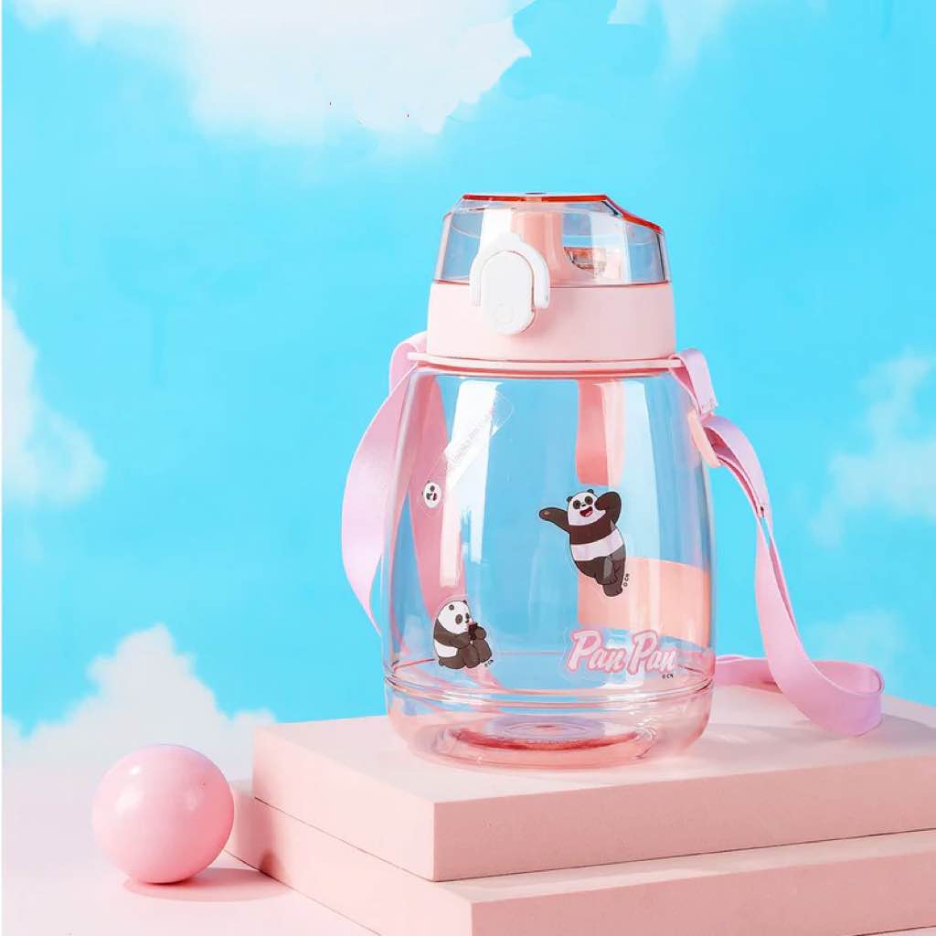 Miniso We Bare Bears Collection 45.7Oz Cool Water Bottle with Shoulder