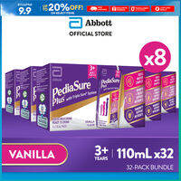 Pediasure Plus 3+ Vanilla 110ml x32 for Kids Above 3 Years Old Ready to Drink (110ml x4 Bundle of 8)