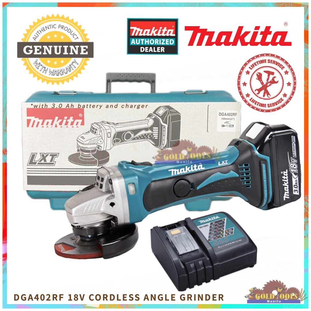 Makita DGA402RF 100mm (4″) Cordless Angle Grinder 18V LXT® LiIon