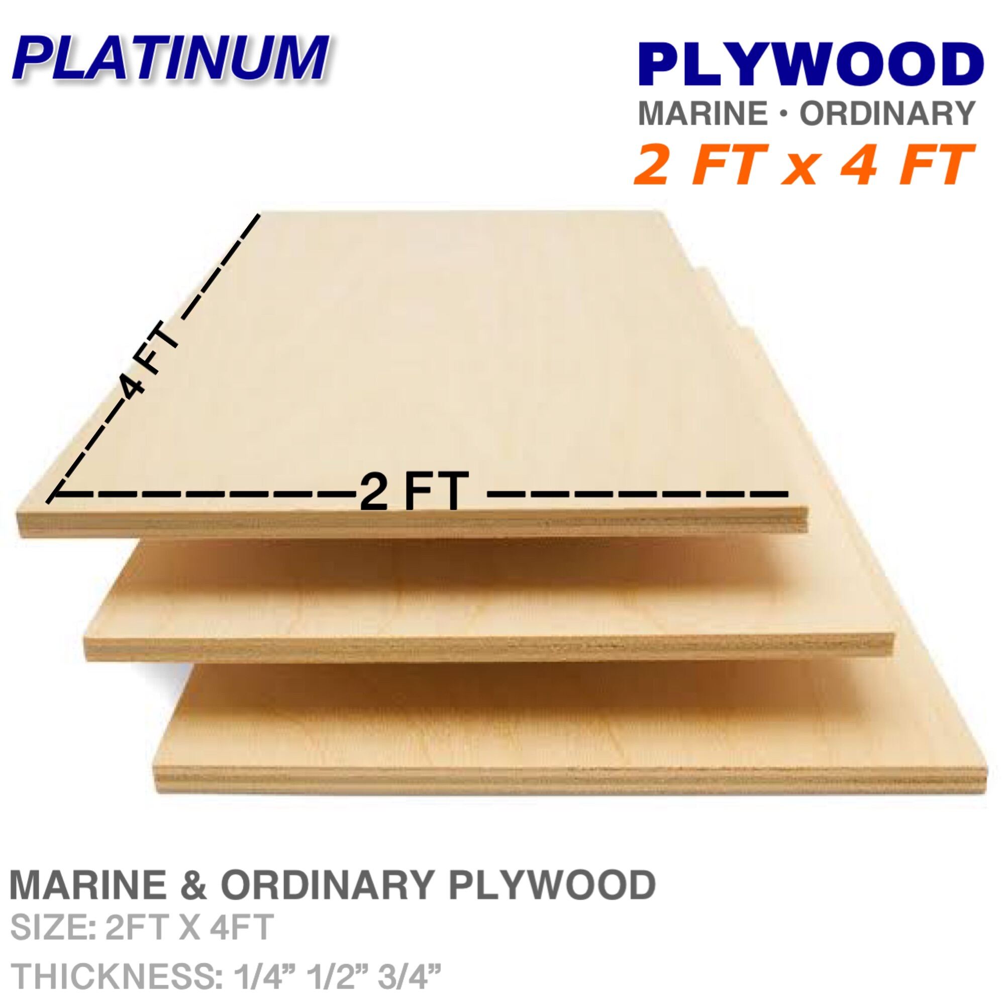 Marine and Ordinary Plywood | 2FT x 4FT | Various Thicknesses