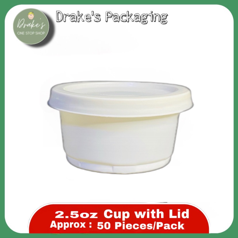 50 Pieces per pack Salad Cups with Cover and Hinged Cup with lid Sauce cup  By DrakesFoodPackaging