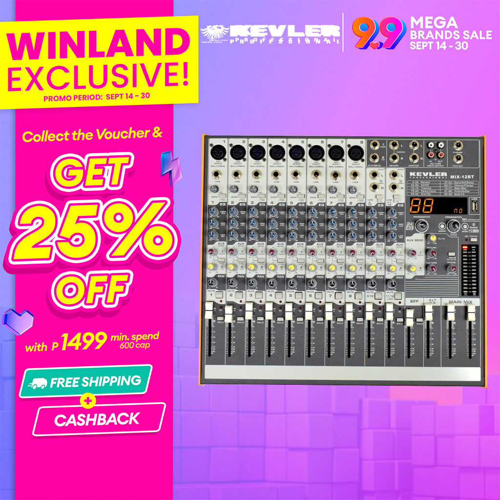KEVLER Professional by Winland Mixer MIX12BT 12 CHANNEL 8 MIC / LINE 2