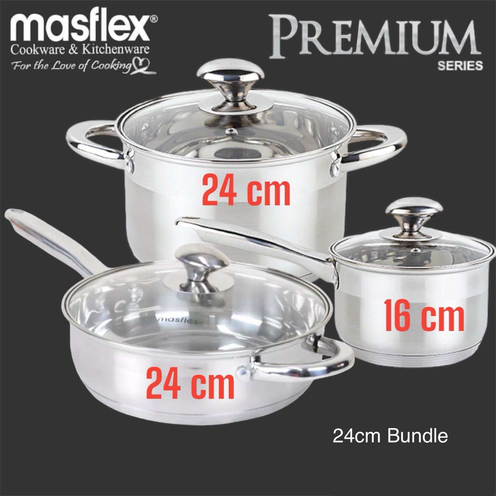 Masflex Bundle Of 3 Premium Stainless Steel Induction Ready Cookware ...