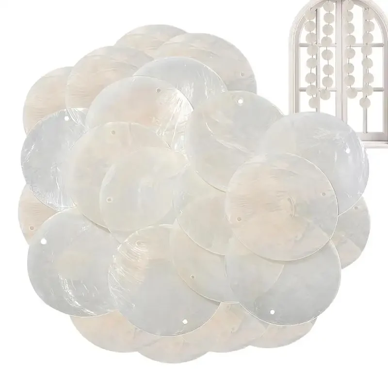 Top Quality Round Capiz Shells With Holes Round Natural Shell White Shells For Wind Chimes Jewelry Making Home Decor