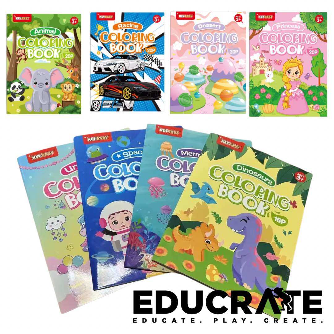 EducratePH Keybaby 16pages Coloring Book / Dinosaur / Unicorn / Mermaid Space crayon