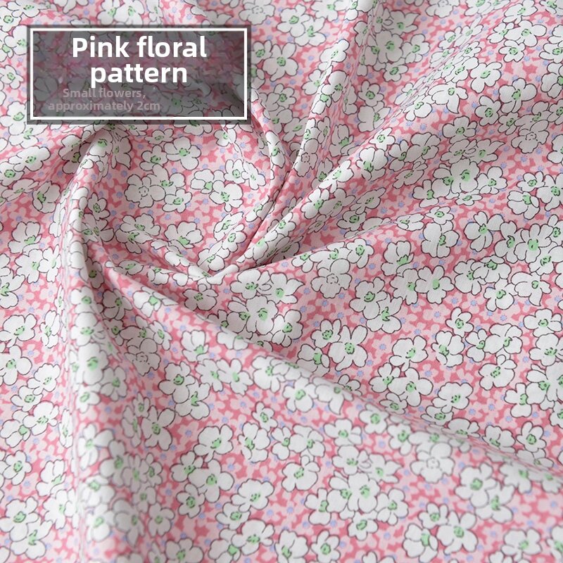 Lightweight Pure Cotton Shantung Fabric Floral Print Handmade Clothing DIY Spring Summer Autumn Winter Garden Home Crafts