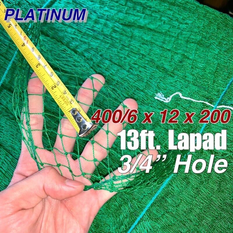 35ft Height, Polynet 400/6 x 200MD Range, MEGA Toray, Fishpond Lambat Fish  Net, Sold Per Meter