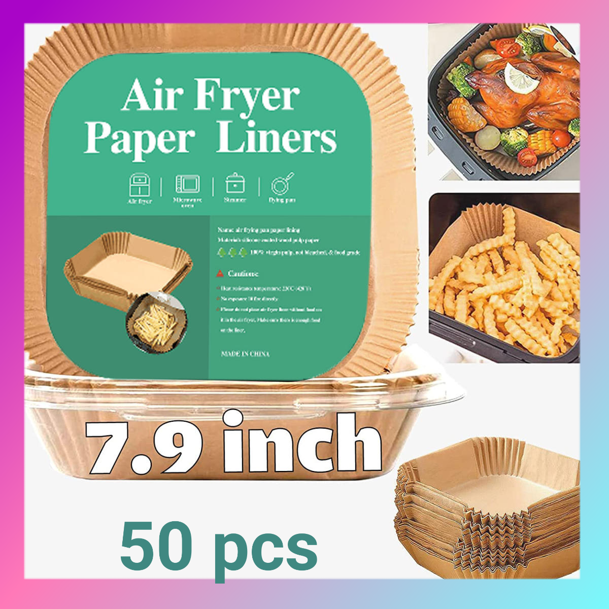 50pcs Square Air Fryer Liner Paper