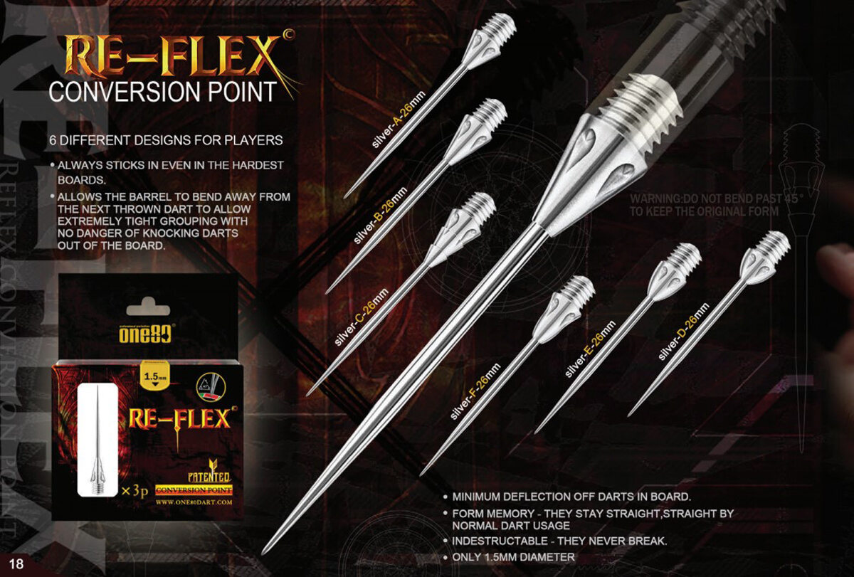 One80 Spring Tips One80 Re-Flex Soft Hard Professional Spring Steel Dart Needle 2BA ...