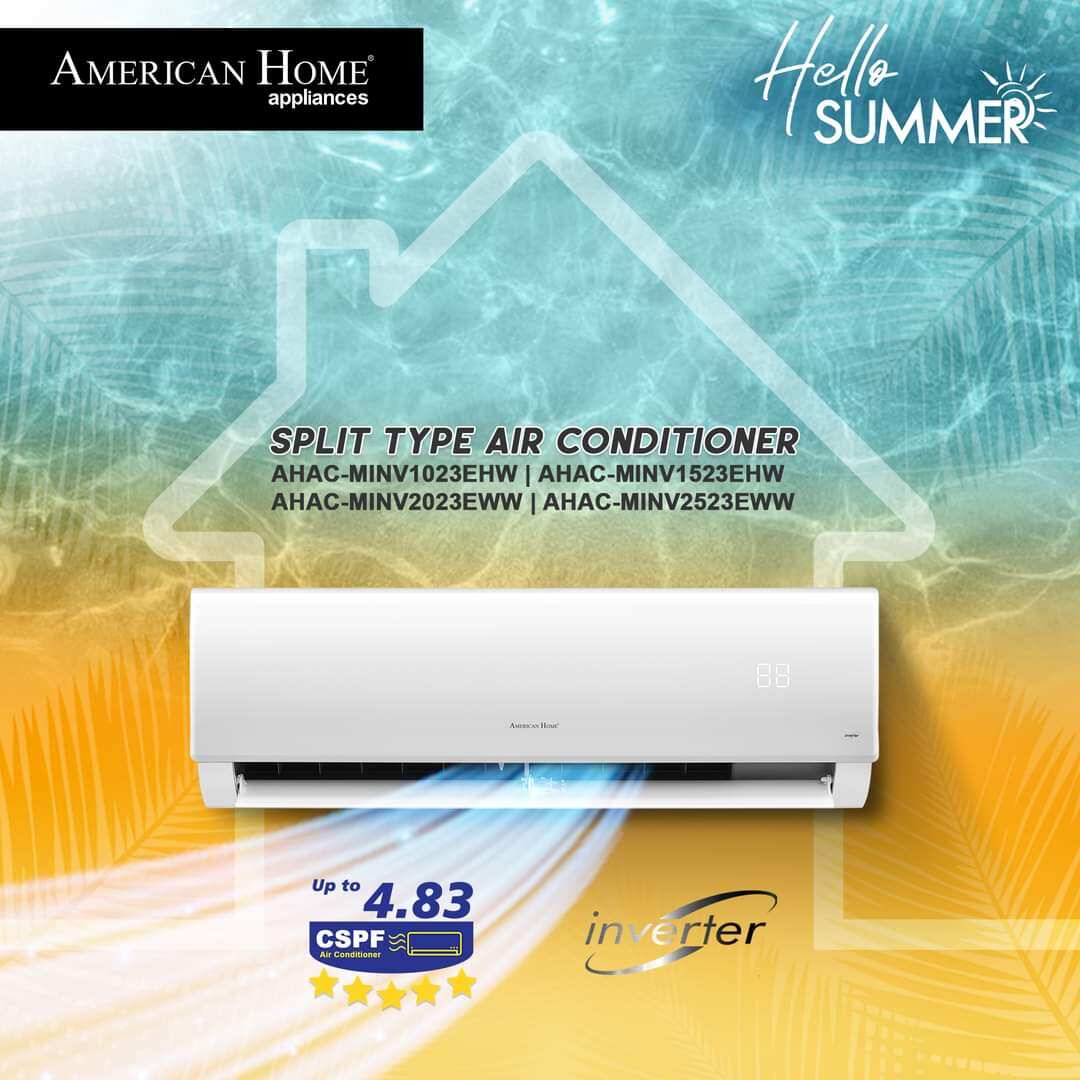 AHACMINV1523EHW 1.5HP AMERICAN HOME SPLIT TYPE INVERTER AIRCON