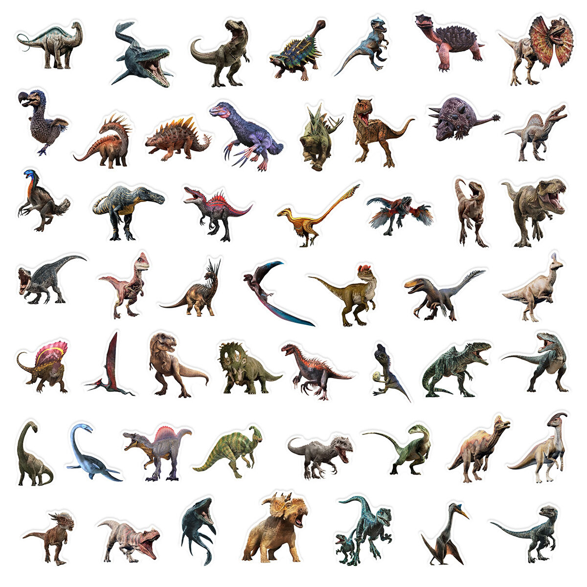 50PCS Dinosaur Stickers Gift DIY Laptop Phone Suitcase Notebook Ancient Animal Sticker Graffiti Decals