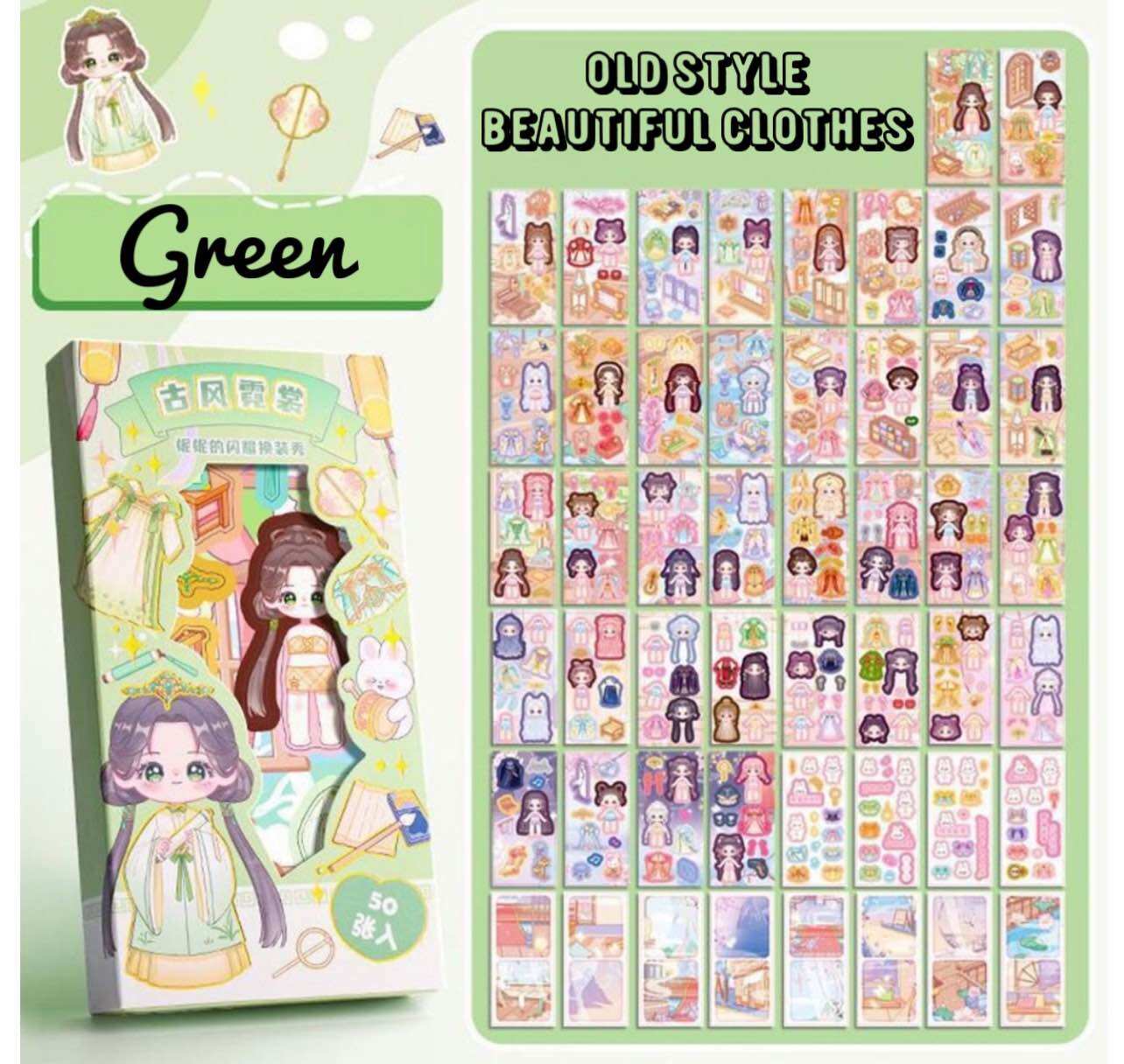 Nini Dress Up Stickers Book Stickers Cute Decorative Stickers 50 sheets - Blue Elephant Ph
