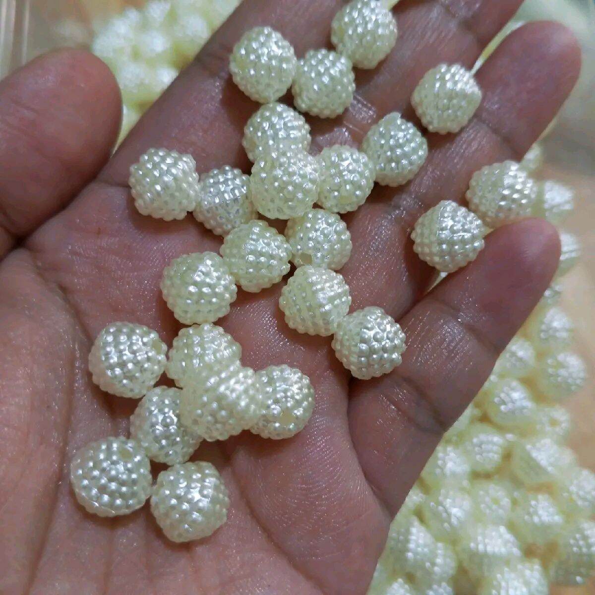 10mm 12mm Diamond Pearl Pave Beige Color Beads 20pcs per pack