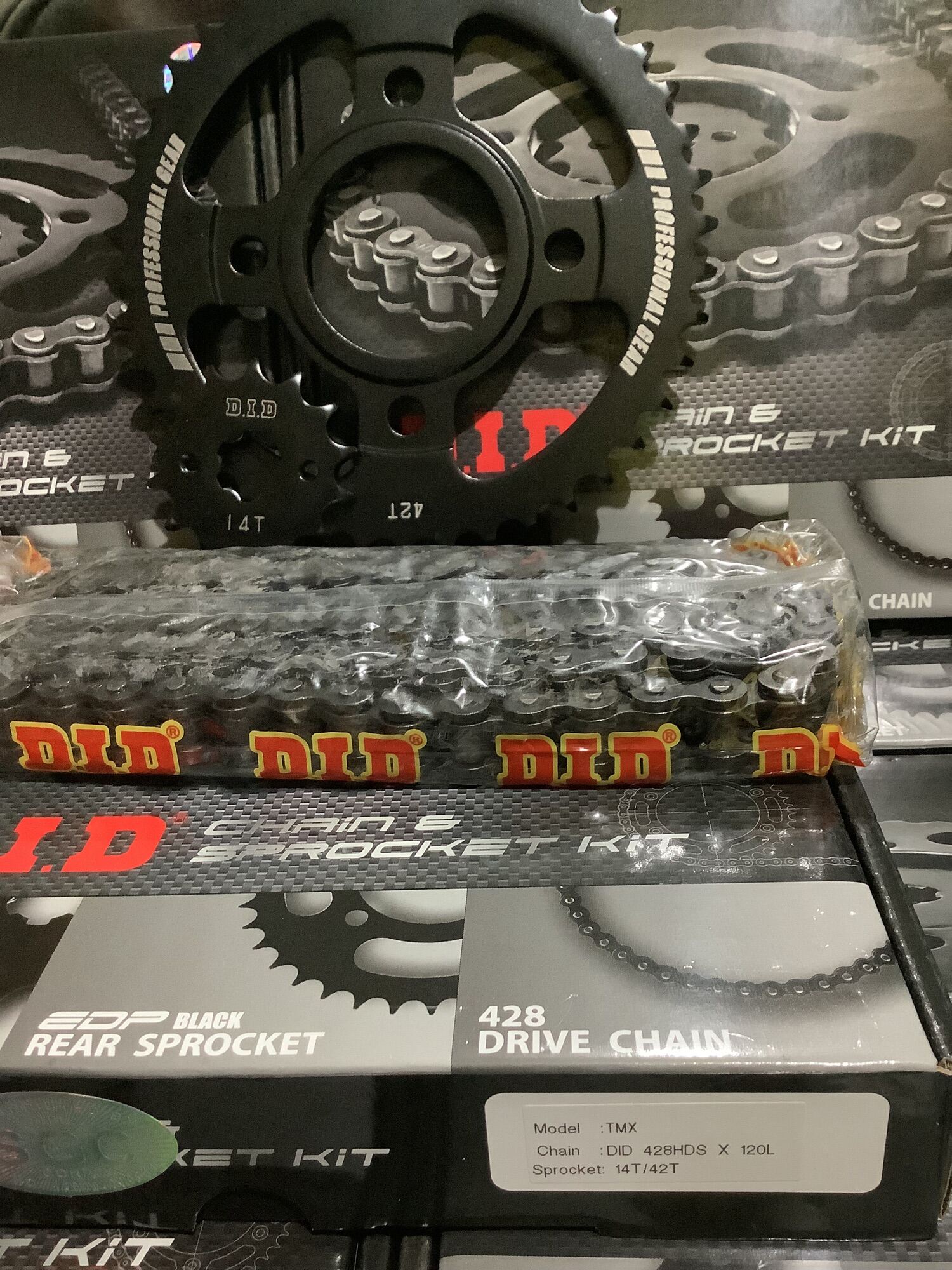 TMX 155 SPROCKET SET 14/42, 14/45 DID ORIGINAL. 