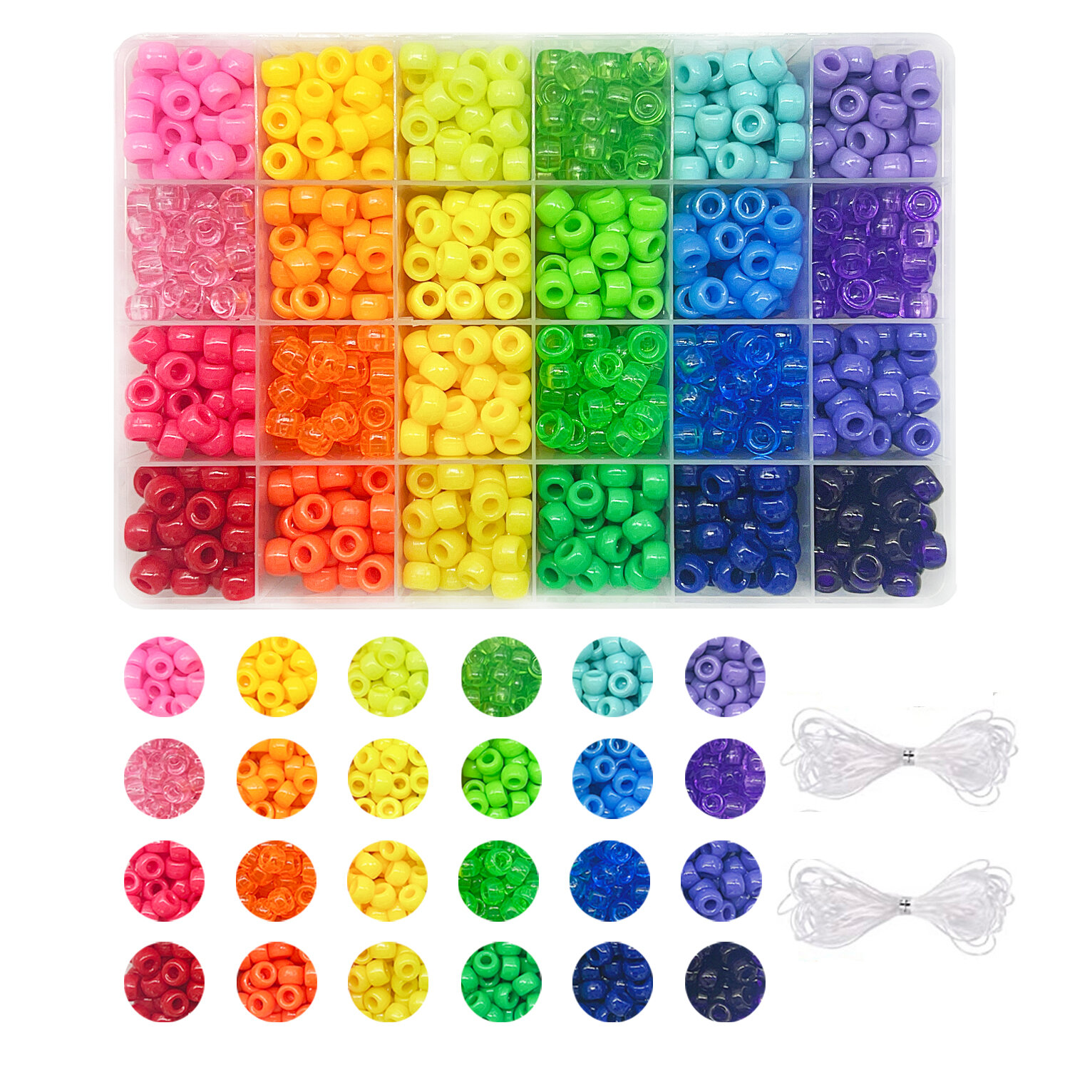 SHU YU Pony Beads for Friendship Bracelet Making Kit 24 Colors Kandi Beads Set Plastic Rainbow Bulk and 980pcs Letter Beads wit