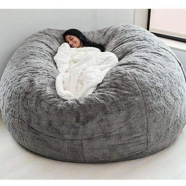 Red Artificial Fur Bean Bag Cover Lazy Sofa Bean Caddy Pulling Cart Outer Jacket Simple Style Gradient Color Mobile Phone Case Presyo  5,993 Piso*Libreng Shipping