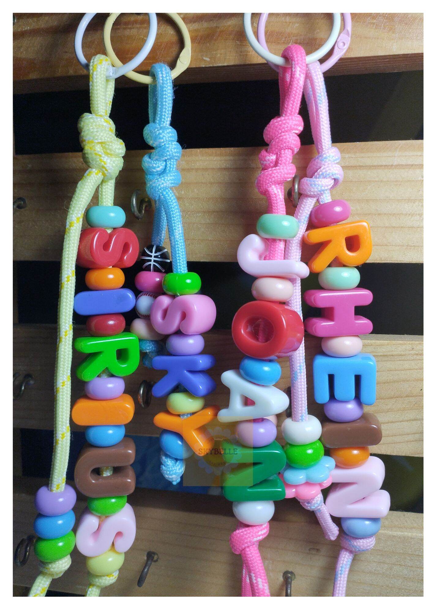 Personalized Chunky Letters Keychain with Vibrant Beads and Durable Cord for Stylish Accessory