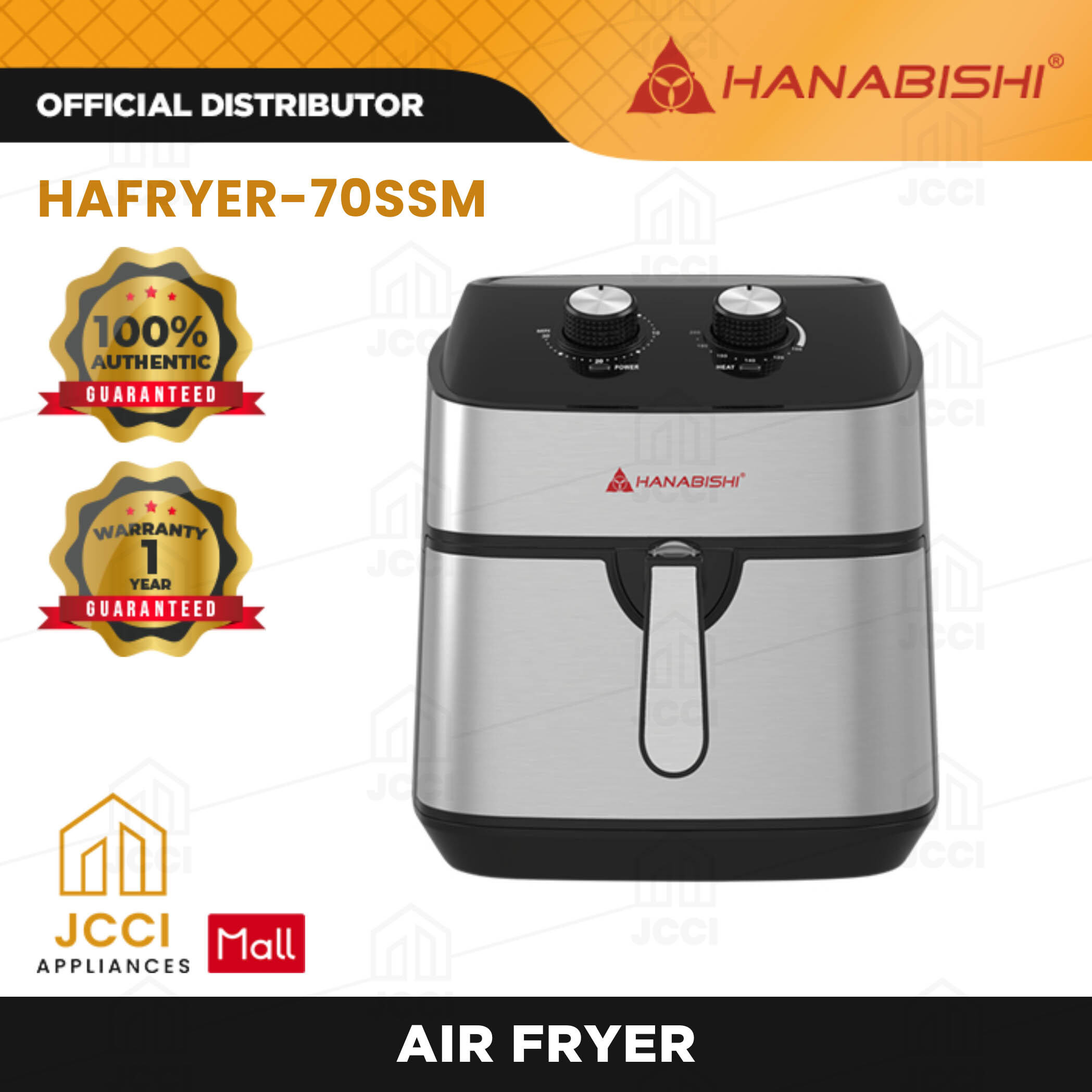 Hanabishi Air Fryer with 1 Year Warranty, Model HAFRYER 70SS