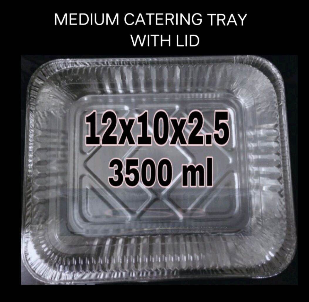 10-pcs-aluminum-foil-tray-medium-catering-tray-with-plastic-lid