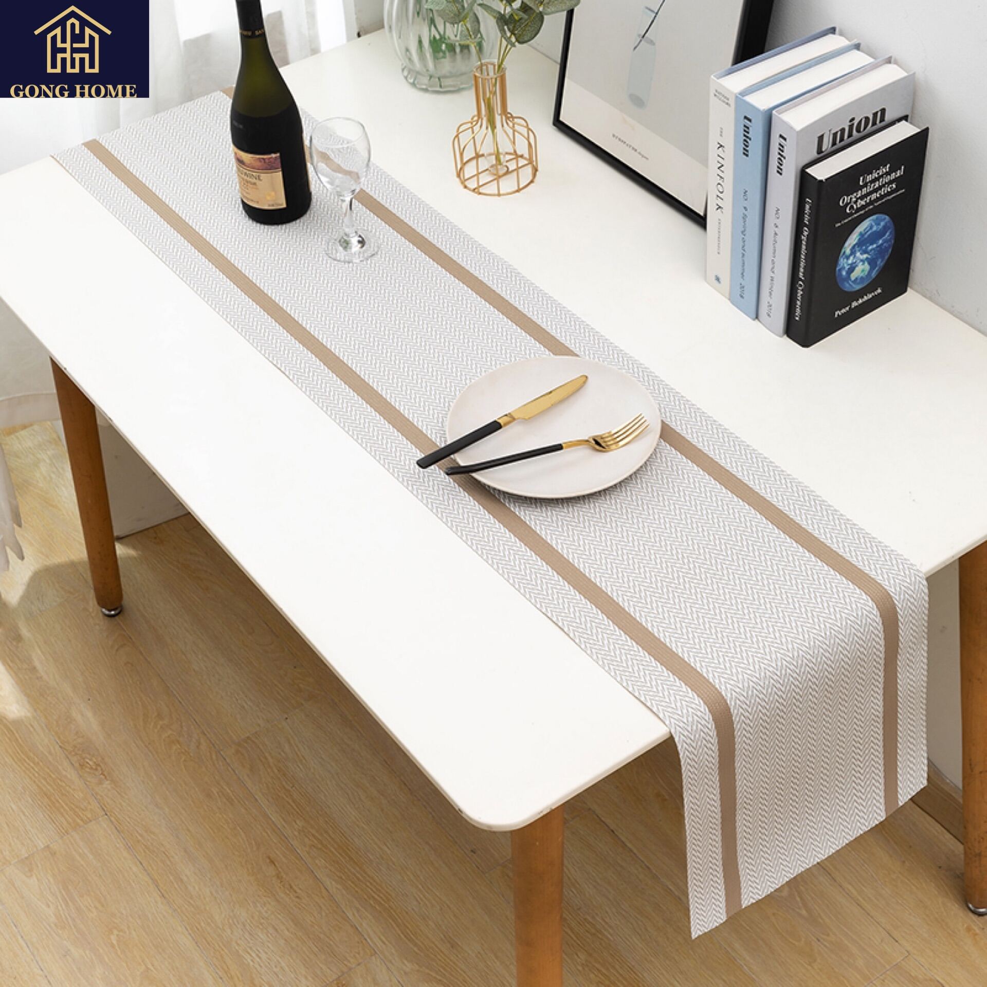 Gold Wire Jacquard Waterproof Table Runner - Heat Insulation