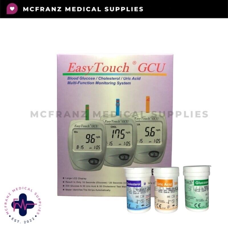 EASY TOUCH GCU Glucometer (3 in 1 for Glucose, Cholesterol & Uric acid ...