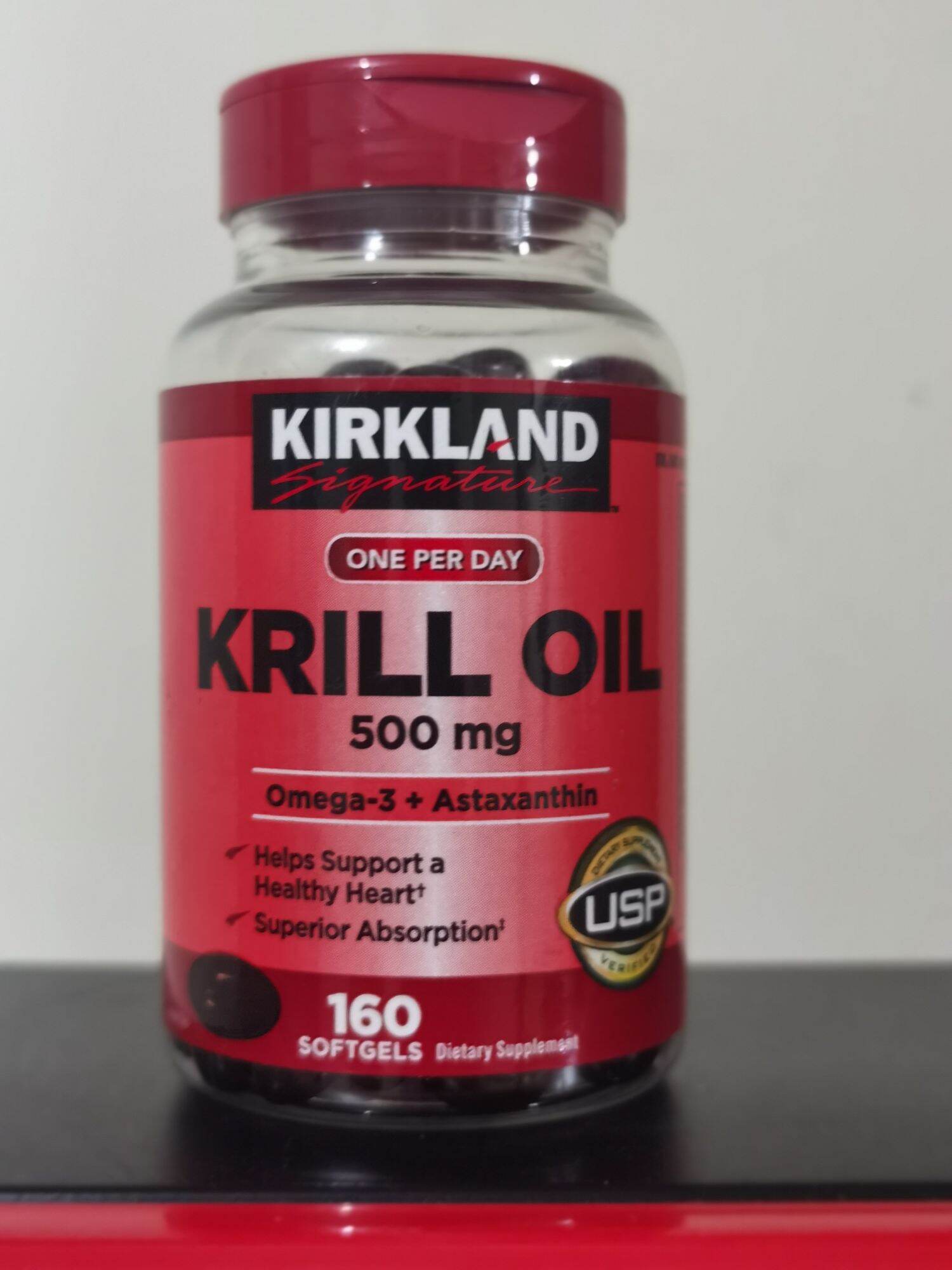 Kirkland krill oil 500mg 160 softgel omega 3 + astaxanthin heart blood pressure cholesterol