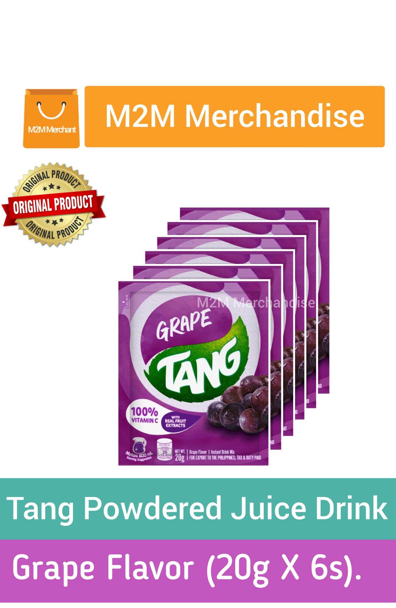 TANG GRAPE FLAVOR POWDERED JUICE DRINK (20g X 6s) sachet Lazada PH