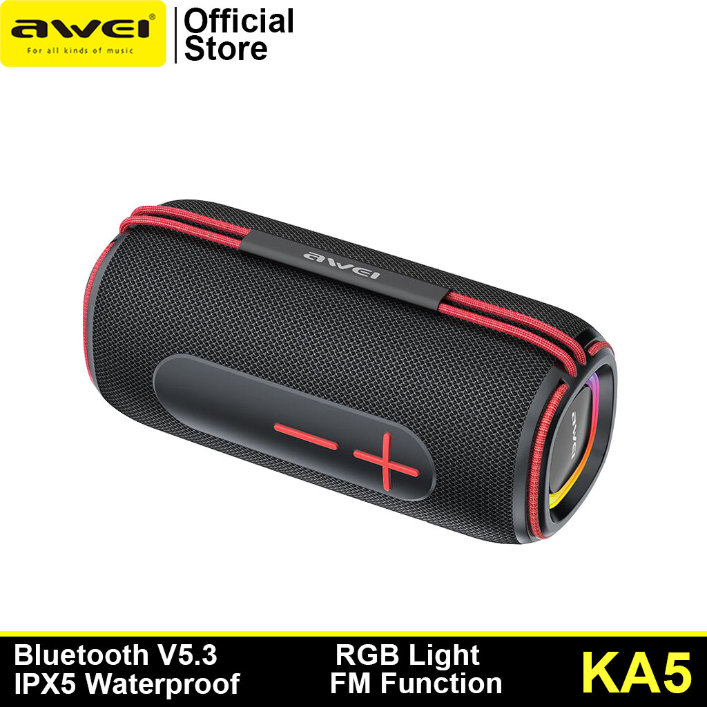 Awei KA5 Portable Outdoor Wireless Bluetooth Speaker TWS IPX5 Waterproof  360° Surround Sound Support FM TF Card USB AUX